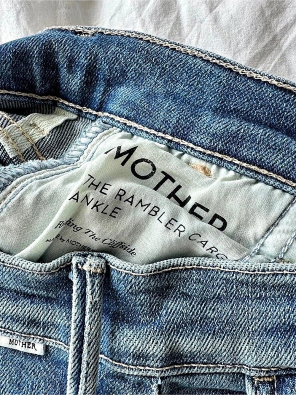 Mother The Rambler Cargo Ankle Straight Leg Cargo Jeans Blue Waist 26 Like New - Picture 6 of 7